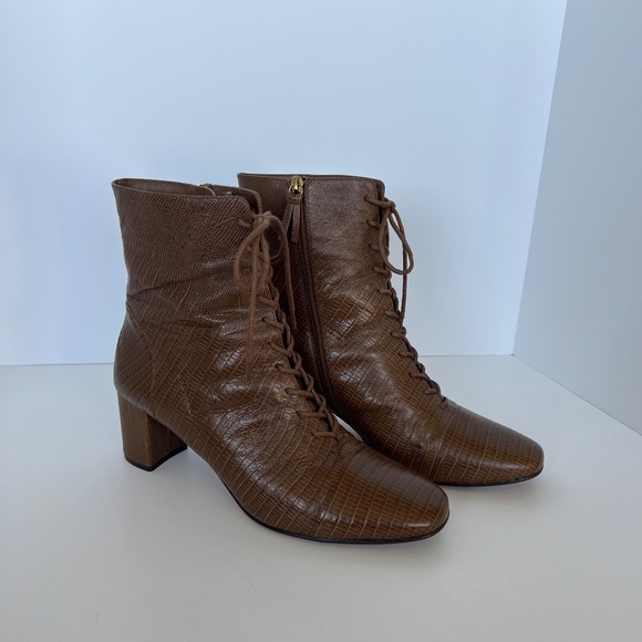 J.Crew Lace-Up Willa Boots in Embossed Lizard size 12 - Picture 7 of 15